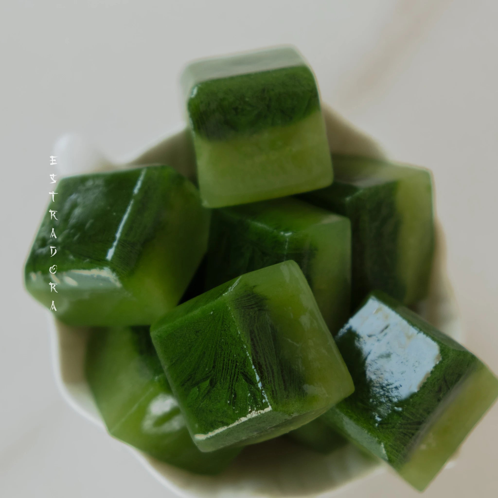 Matcha OKA tea ice cubes for summer drinks or cold brew