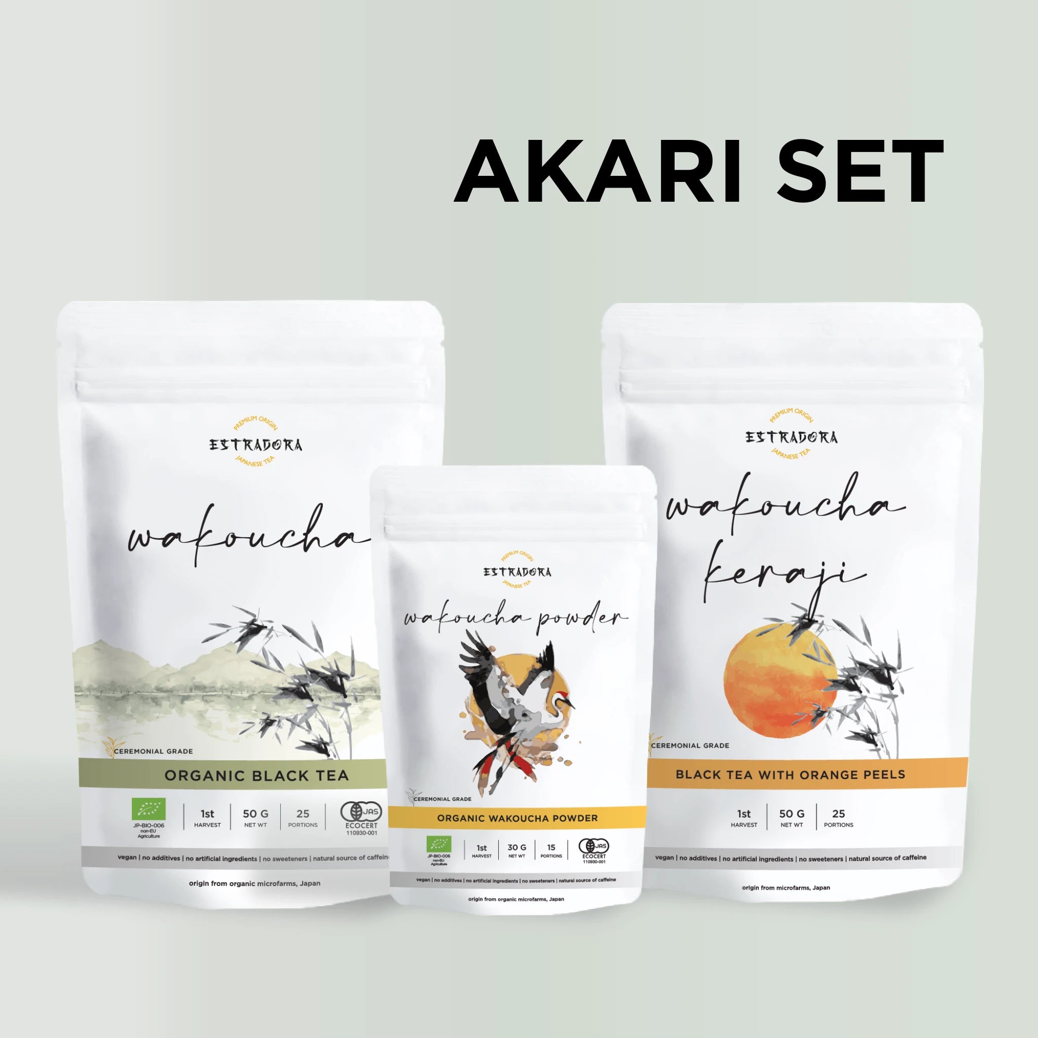 Akari set -Estradora - Japanese black tea set - Wakoucha, wakoucha powder, wakoucha keraji