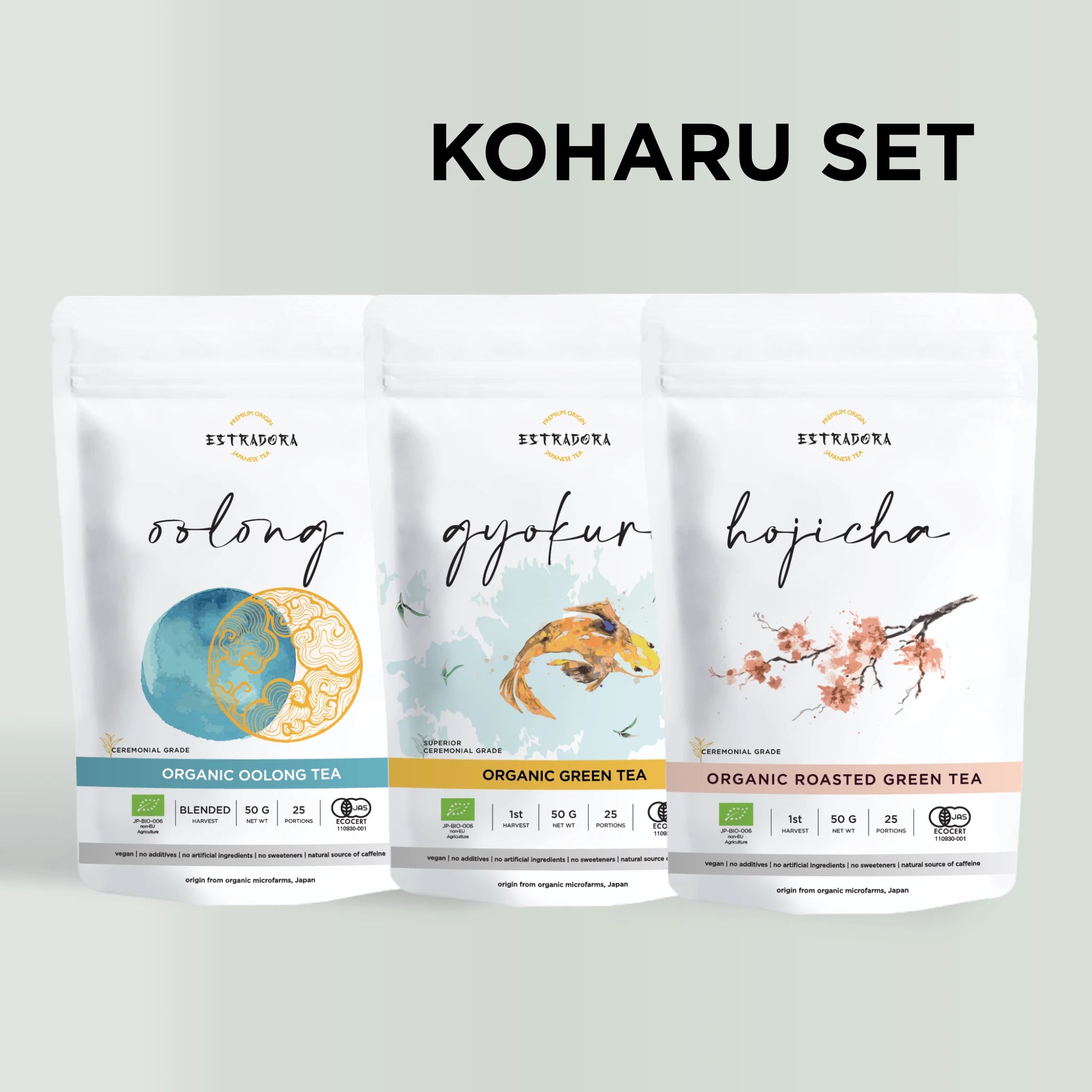 Koharu set, Estradora japanese tea set, oolong tea, gyokuro, hojicha