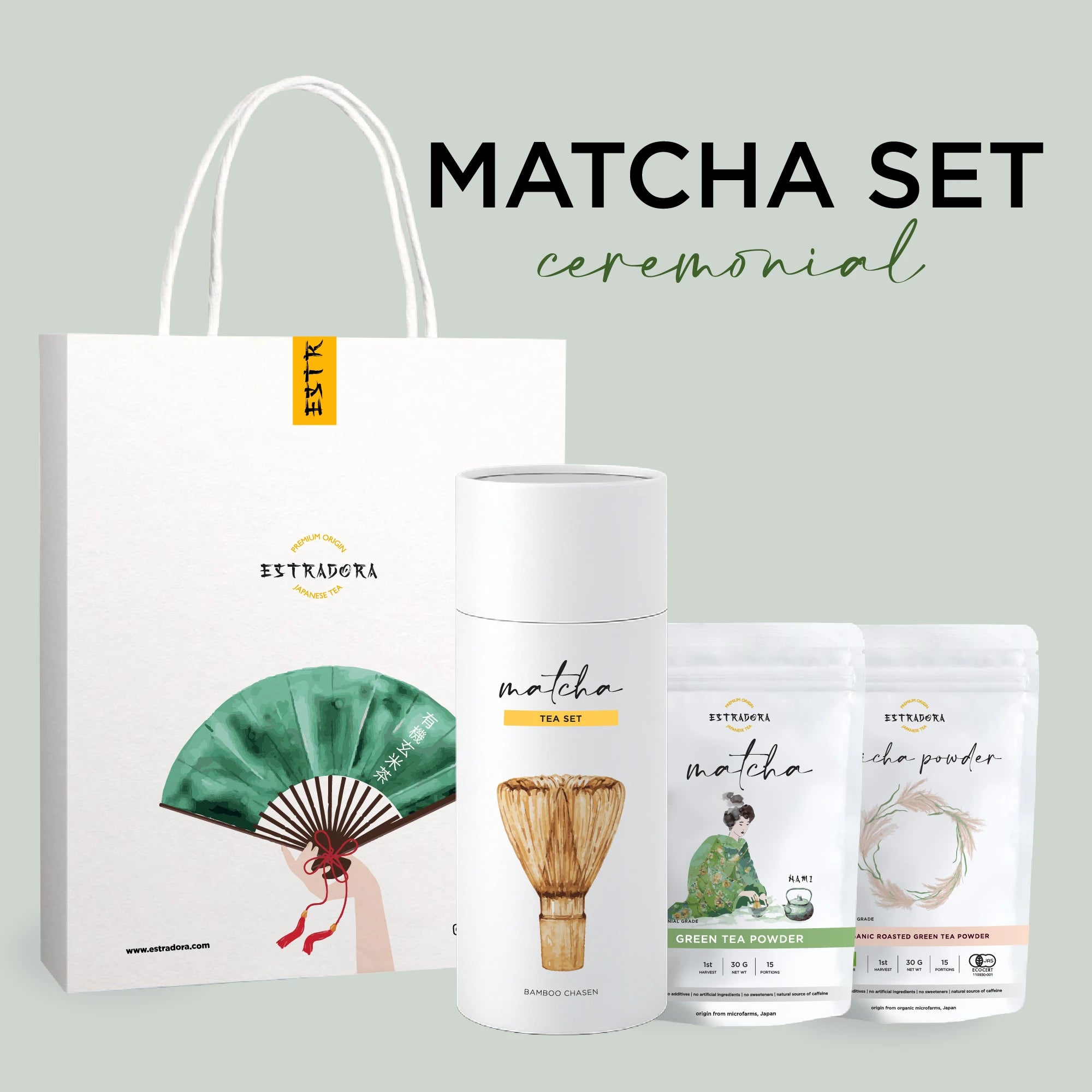 Matcha set - whisk set, matcha and hojicha