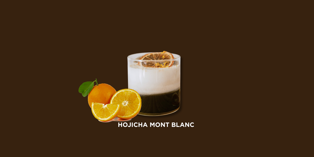 Hojicha mont blanc: iced hojicha recipe with whipped cream and orange