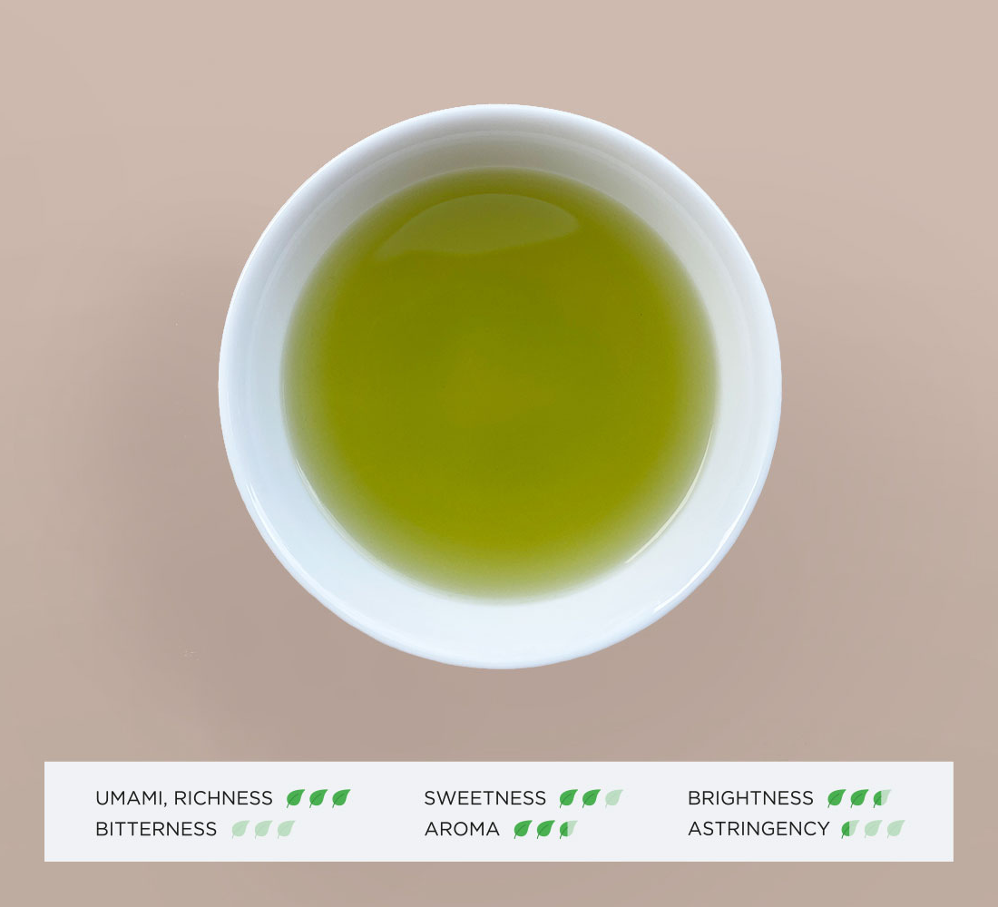 Karigane green tea with matcha powder flavor profile