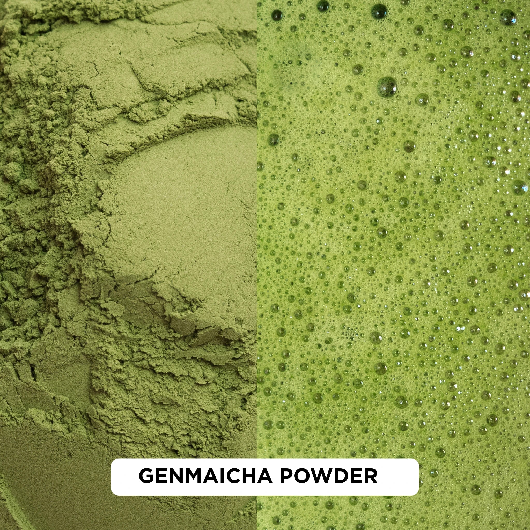 genmaicha powdered japanese tea - powder and brewed 